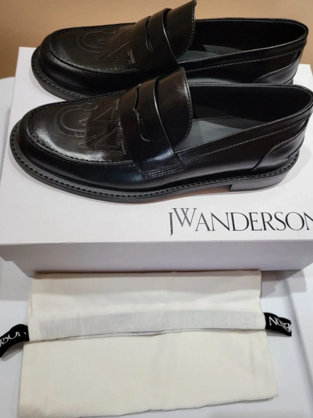 JW Anderson Leather Logo Loafers, Size Women's 9 USA/Men's 7 USA/40 IT, NIB